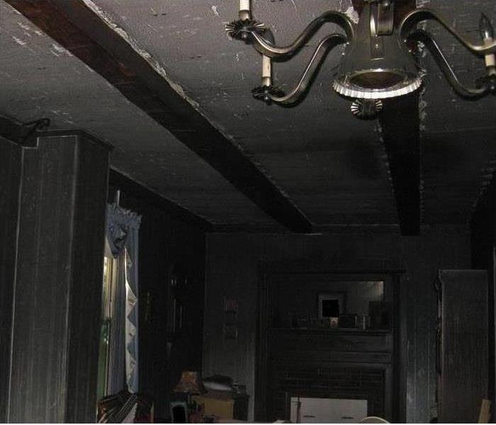 soot covered living room