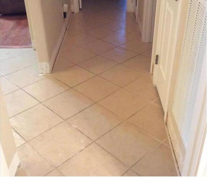 dried out tile flooring in kitchen